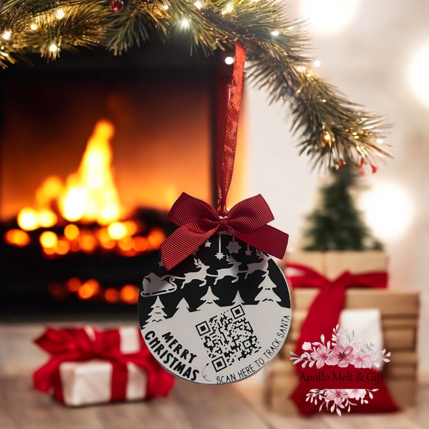 Track Santa Flat Bauble + free certificate
